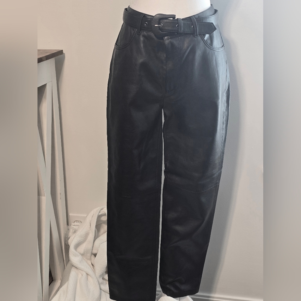 We The Free Black Faux Leather Belted Pants Women's Size 28 Regular